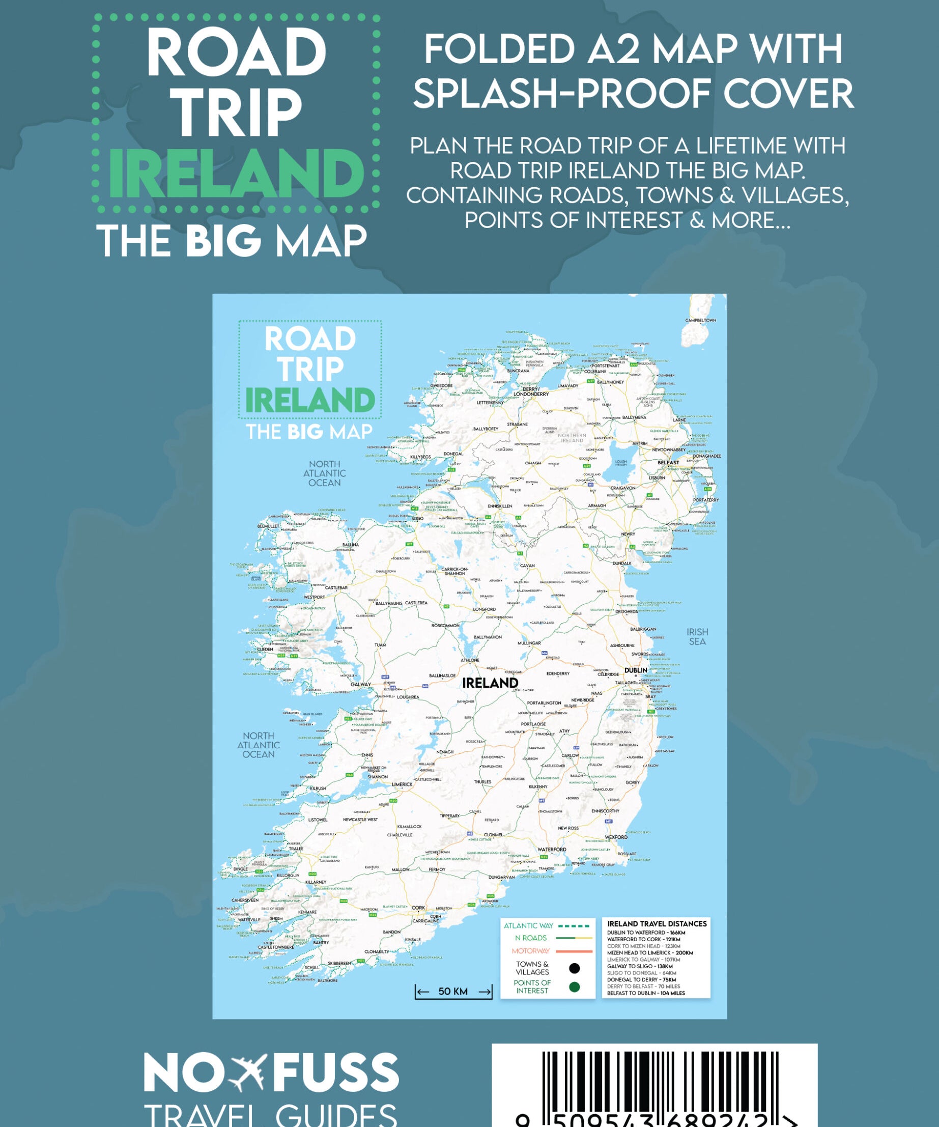 Road Trip Ireland - The Big Map - A2 Foldable Splashproof Road Map image 1