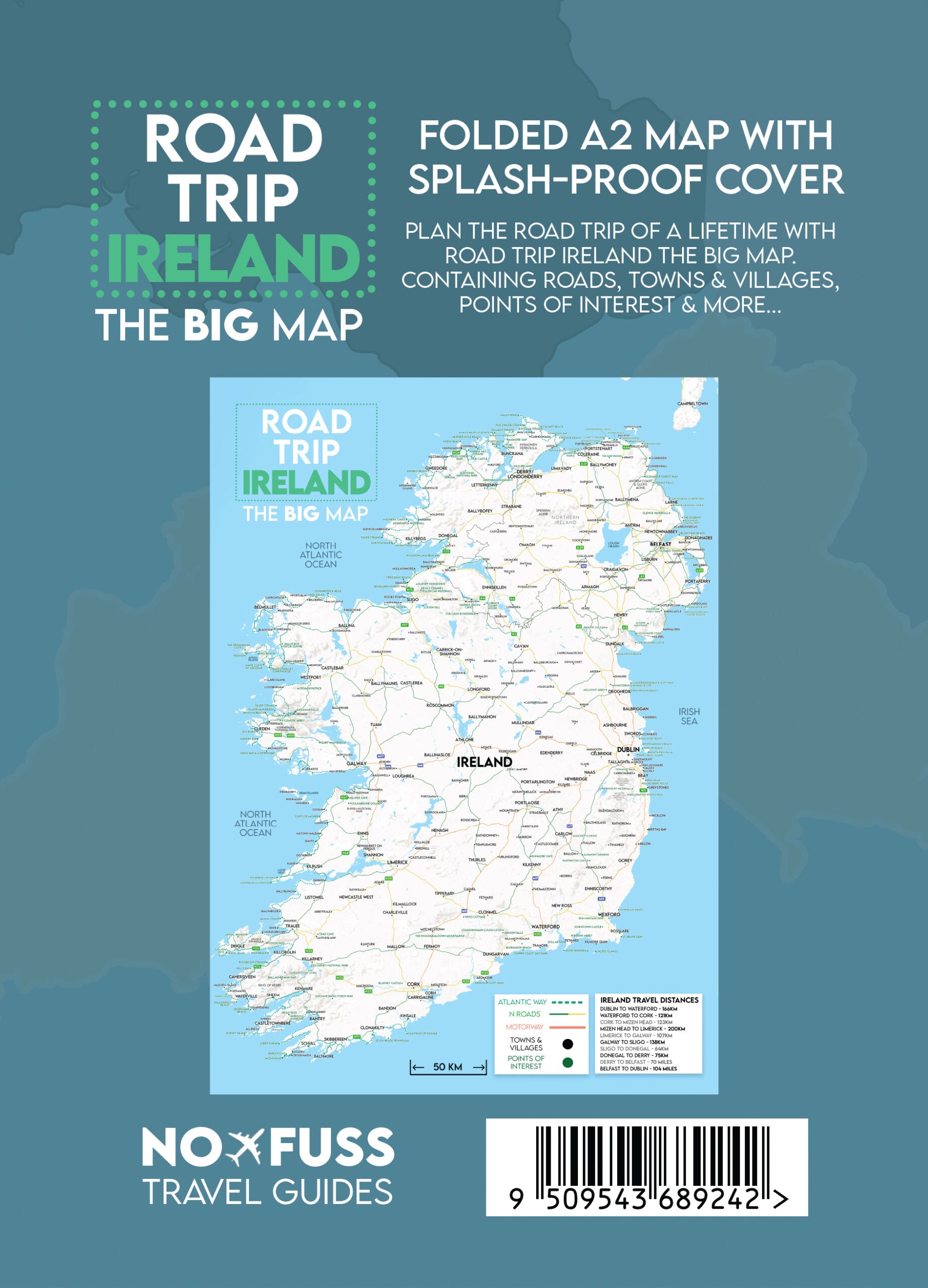 Road Trip Ireland - The Big Map - A2 Foldable Splashproof Road Map image 1