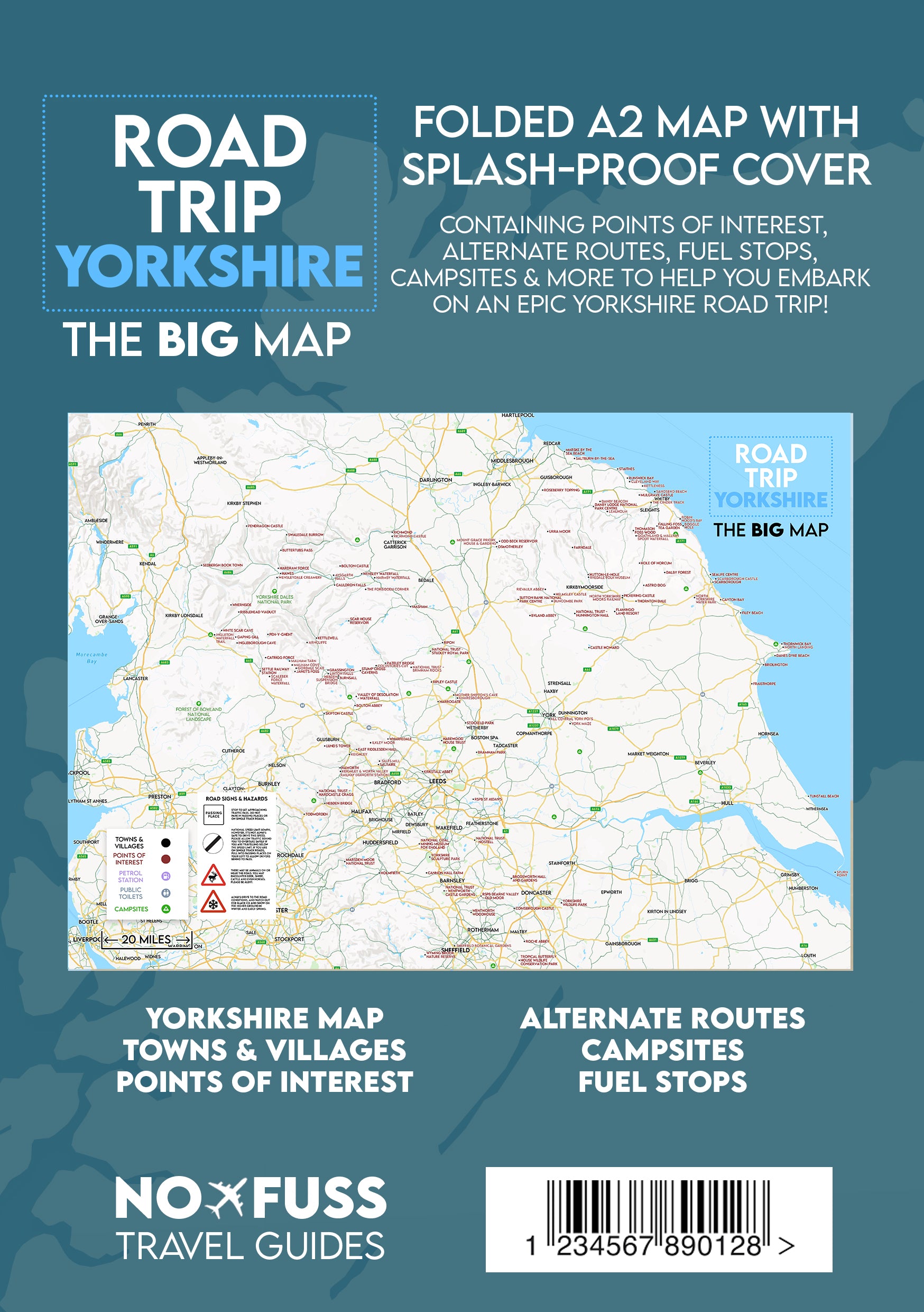 Road Trip Yorkshire – The Big Map – A2 Foldable Splashproof Road Map image 1