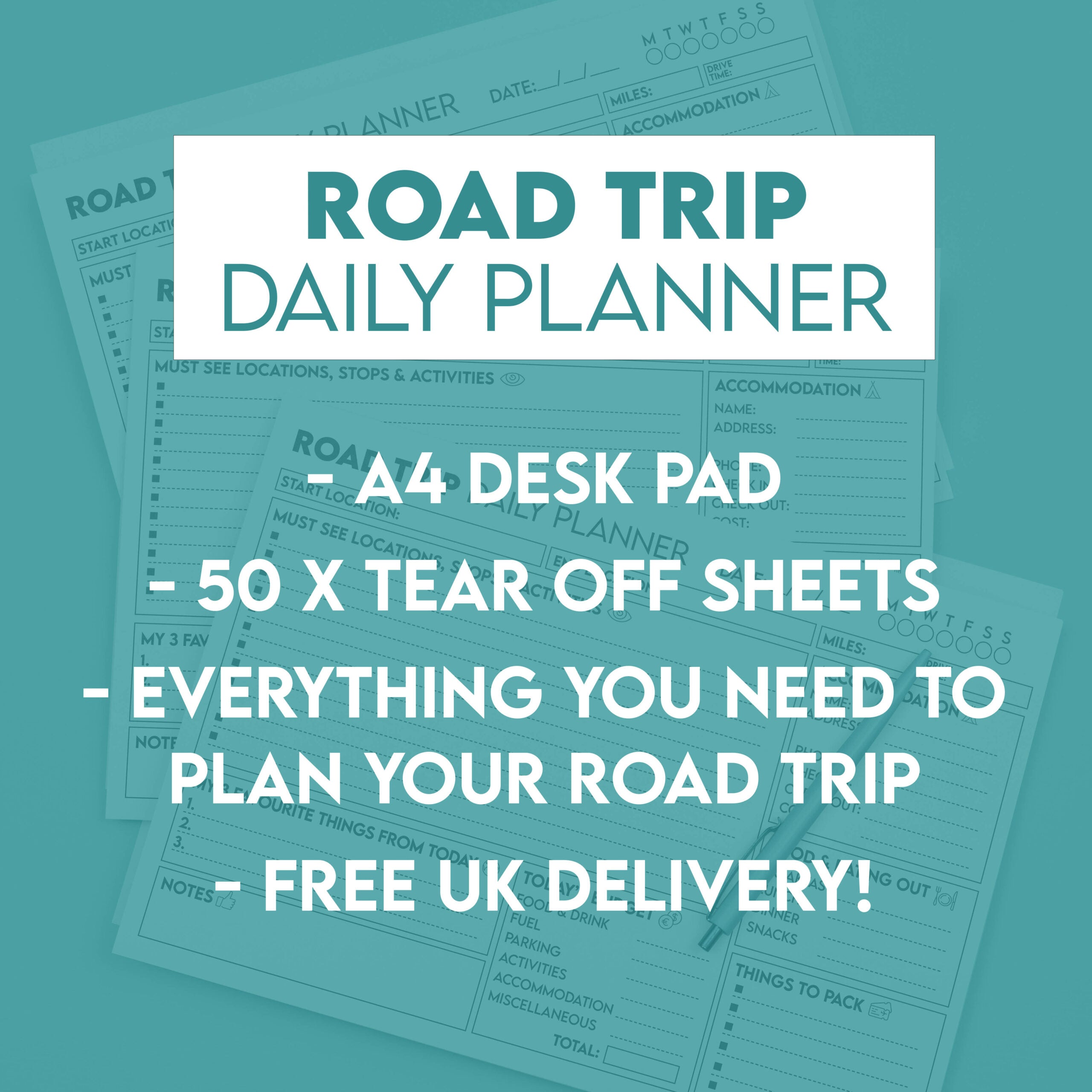 Road Trip Daily Planner A4 Tear Off Pad - 50 Sheets image 1