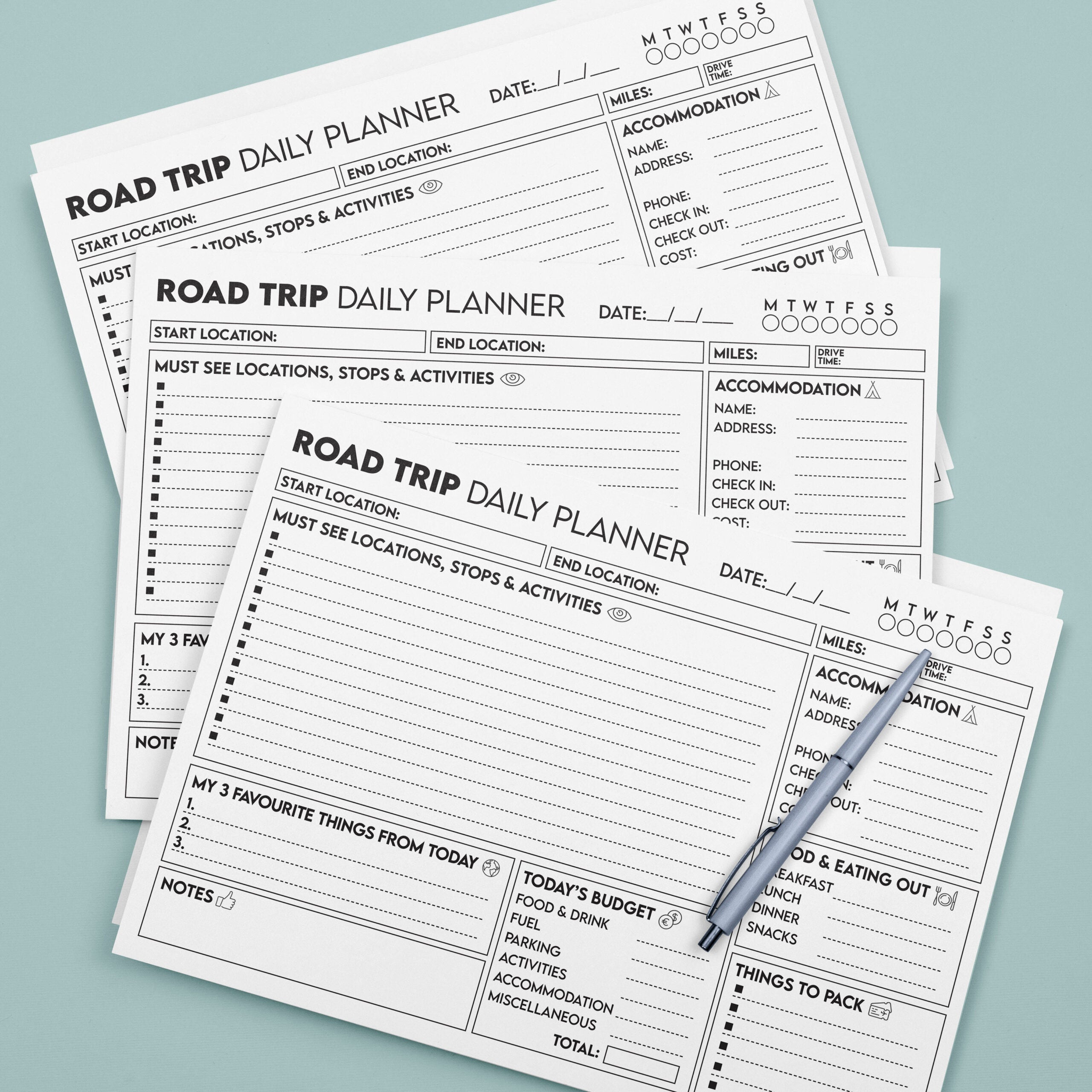 Road Trip Daily Planner A4 Tear Off Pad - 50 Sheets image 2