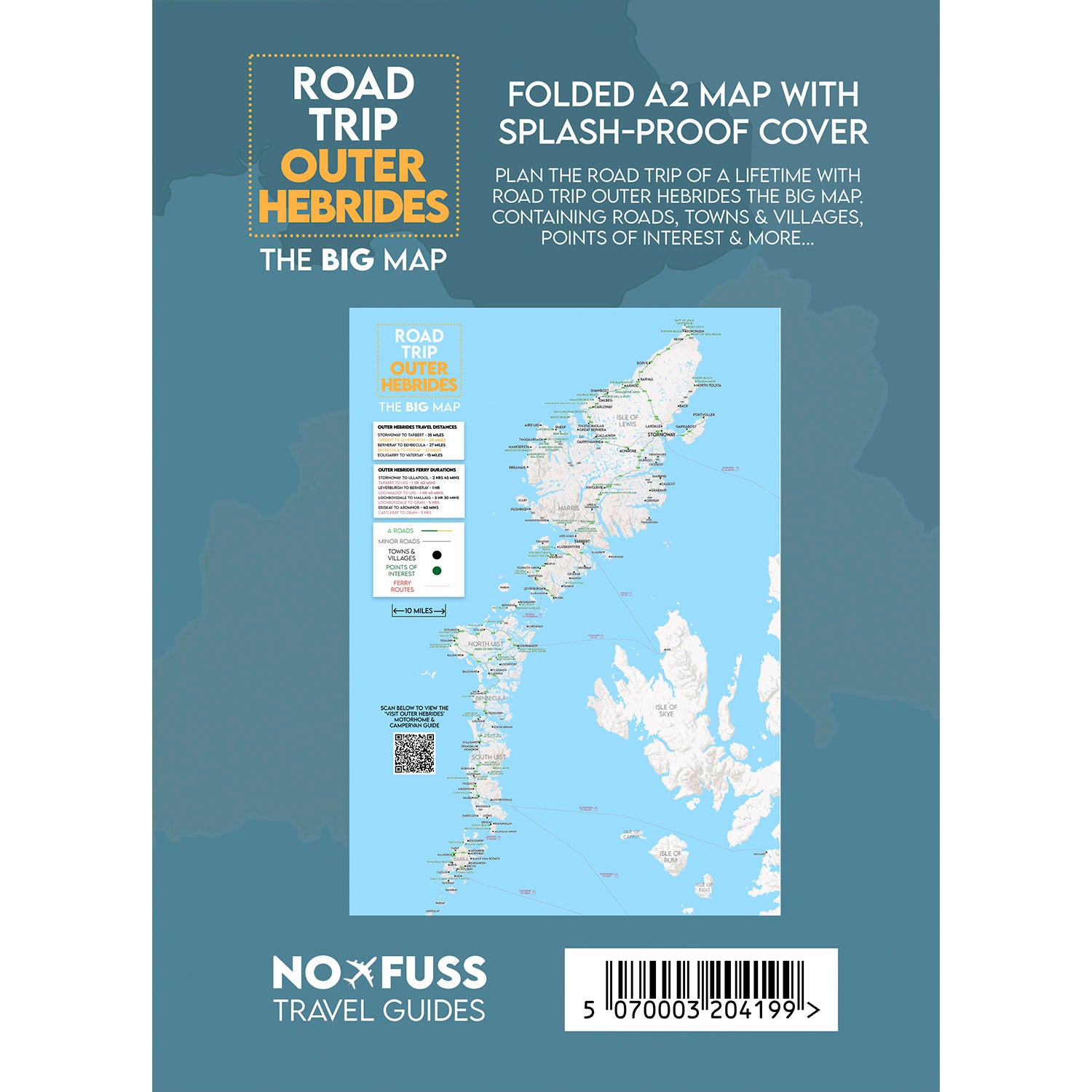 Road Trip Outer Hebrides - The Big Map - A2 Foldable Splashproof Road Map image 1