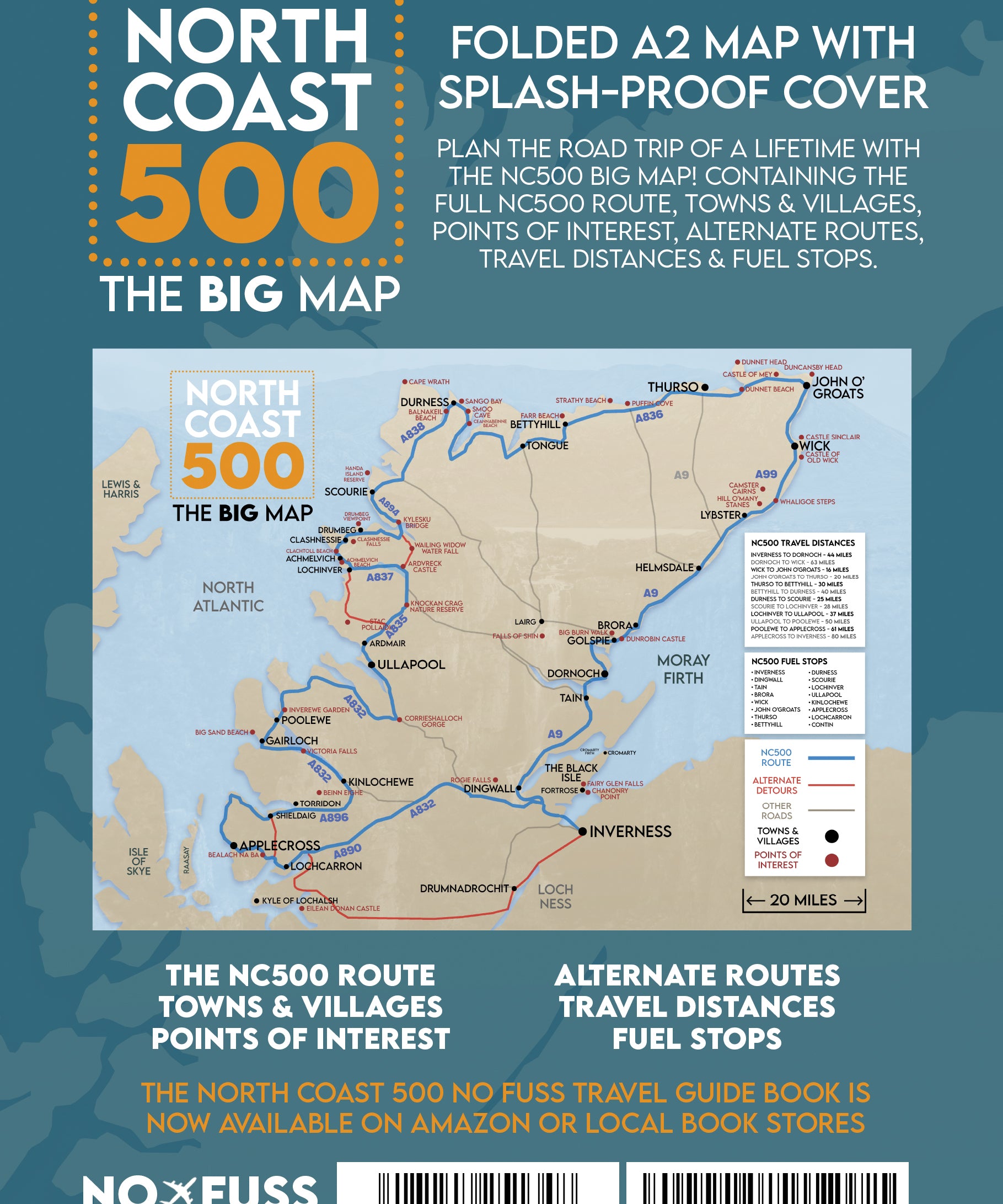 NC500 Map - North Coast 500 The Big Map - A2 Foldable image 1