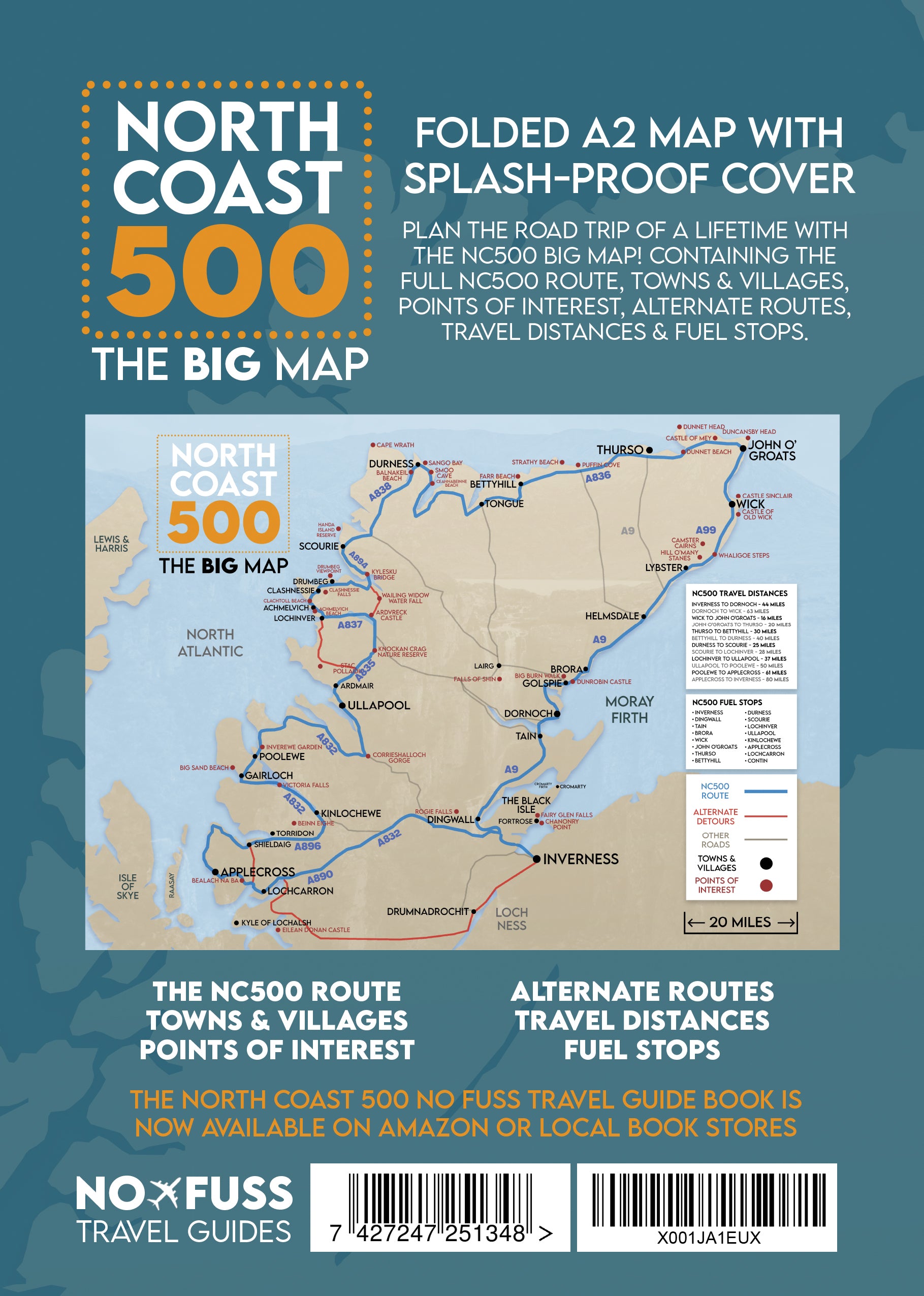 NC500 Map - North Coast 500 The Big Map - A2 Foldable image 1