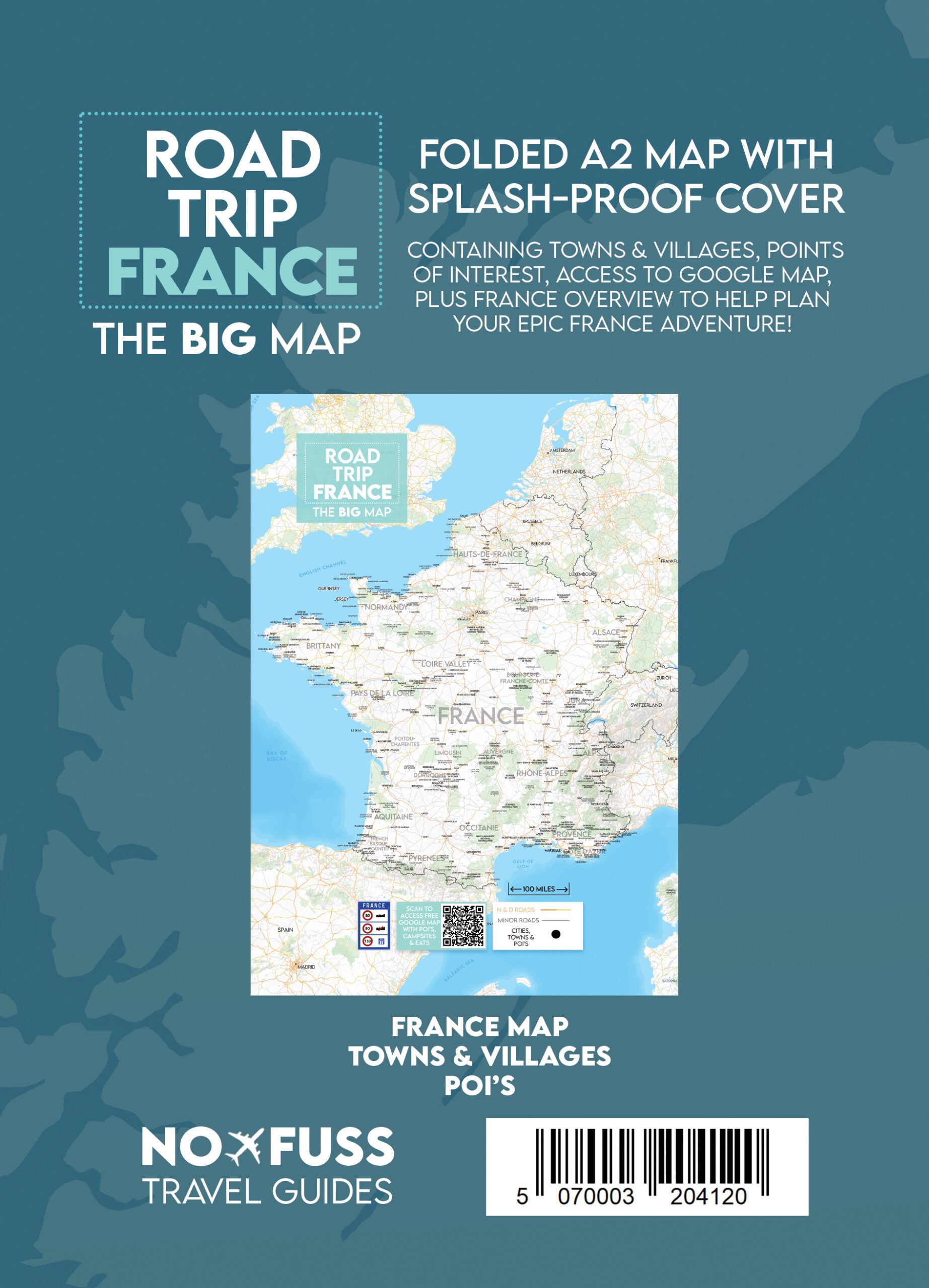 Road Trip France – The Big Map – A2 Foldable Splashproof Road Map image 1