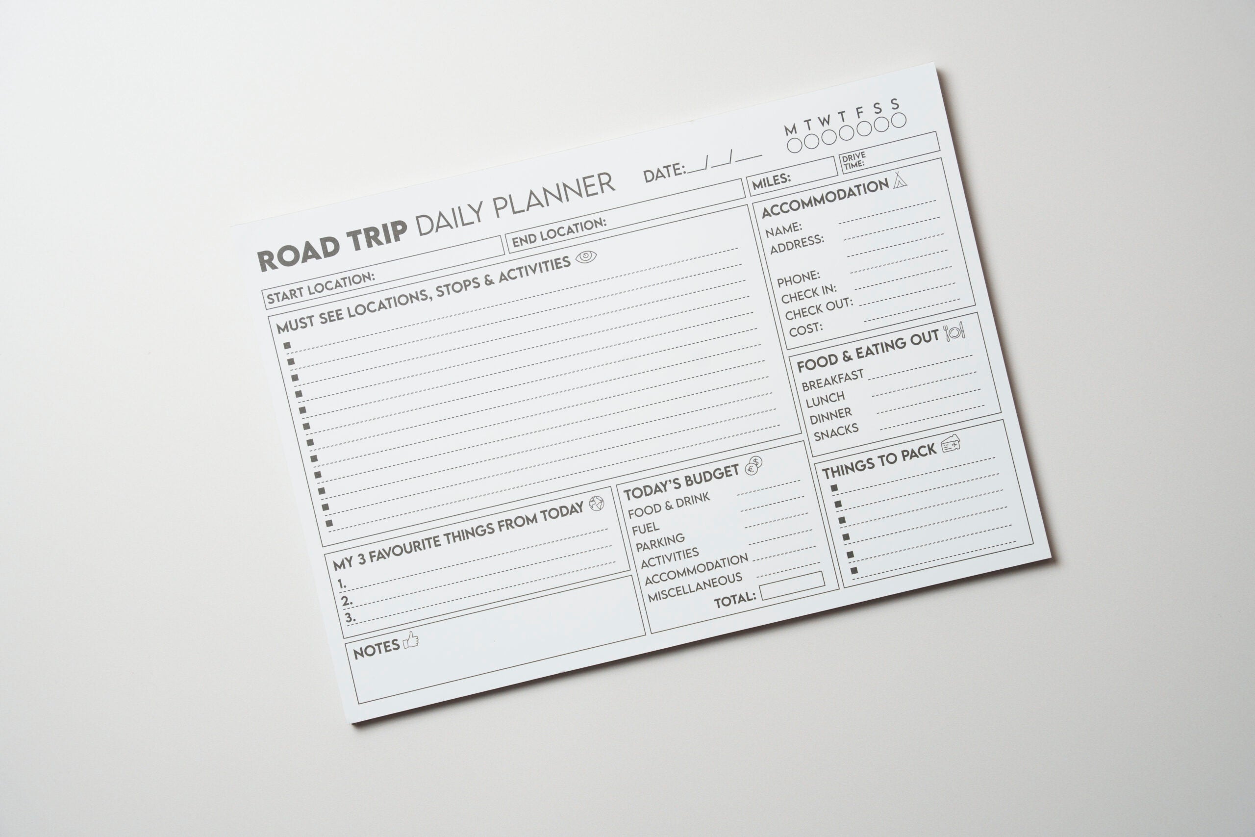 Road Trip Daily Planner A4 Tear Off Pad - 50 Sheets image 0