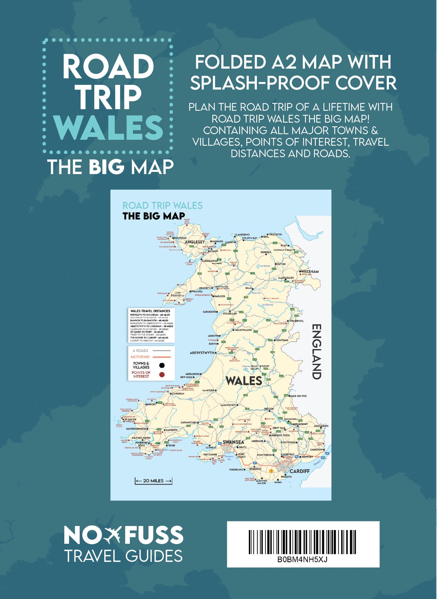 Road Trip Wales - The Big Map - A2 Foldable Splashproof Wales Road Map image 1