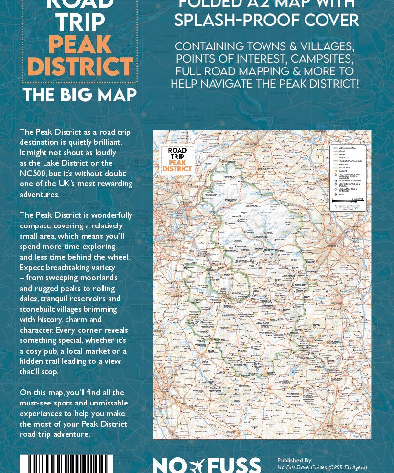 Road Trip Peak District – The Big Map – A2 Foldable Splashproof Road Map image 1