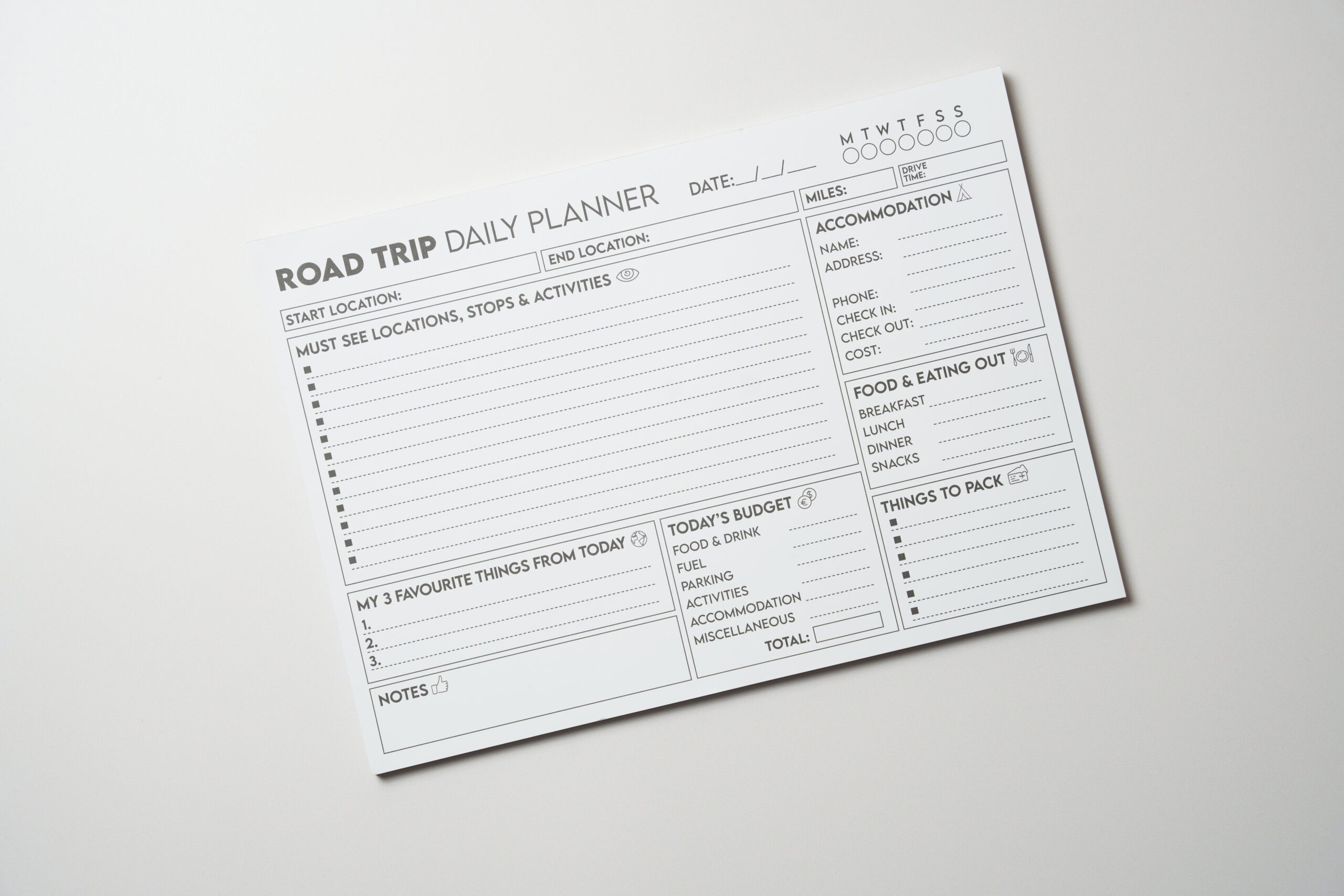 ROAD TRIP DAILY PLANNER A4 JOURNAL