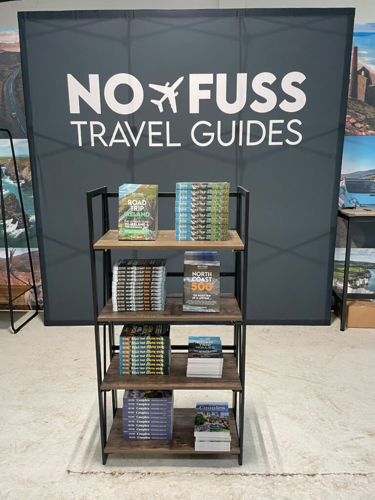 No Fuss Travel Guides stand mock-up